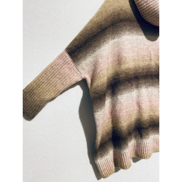 LOFT Sweater Womens Medium Ombre Turtleneck Poncho Oversized Cozy Boho Boxy - Picture 4 of 9
